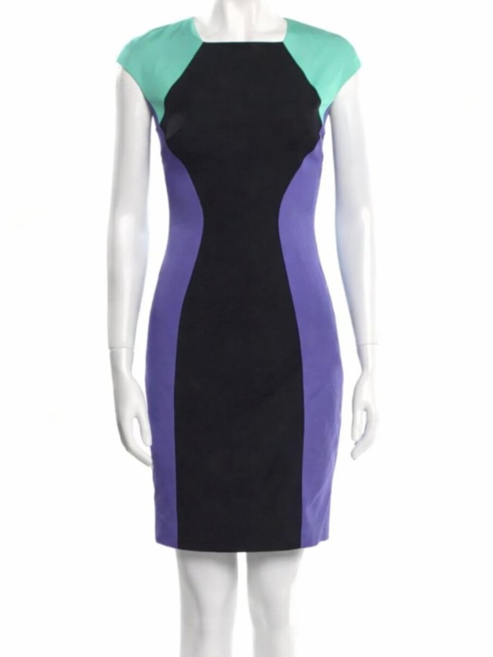 Versace Collection Black Purple Mint Green Colorblock Bodycon Dress IT 40 US 4